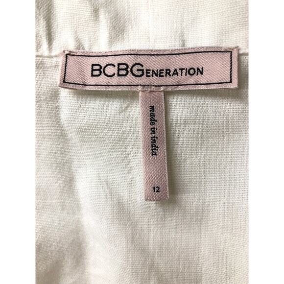 BCBGeneration Dress Short Sleeve Collared Faux Wrap Button-Side Mini White 12 - Picture 4 of 7